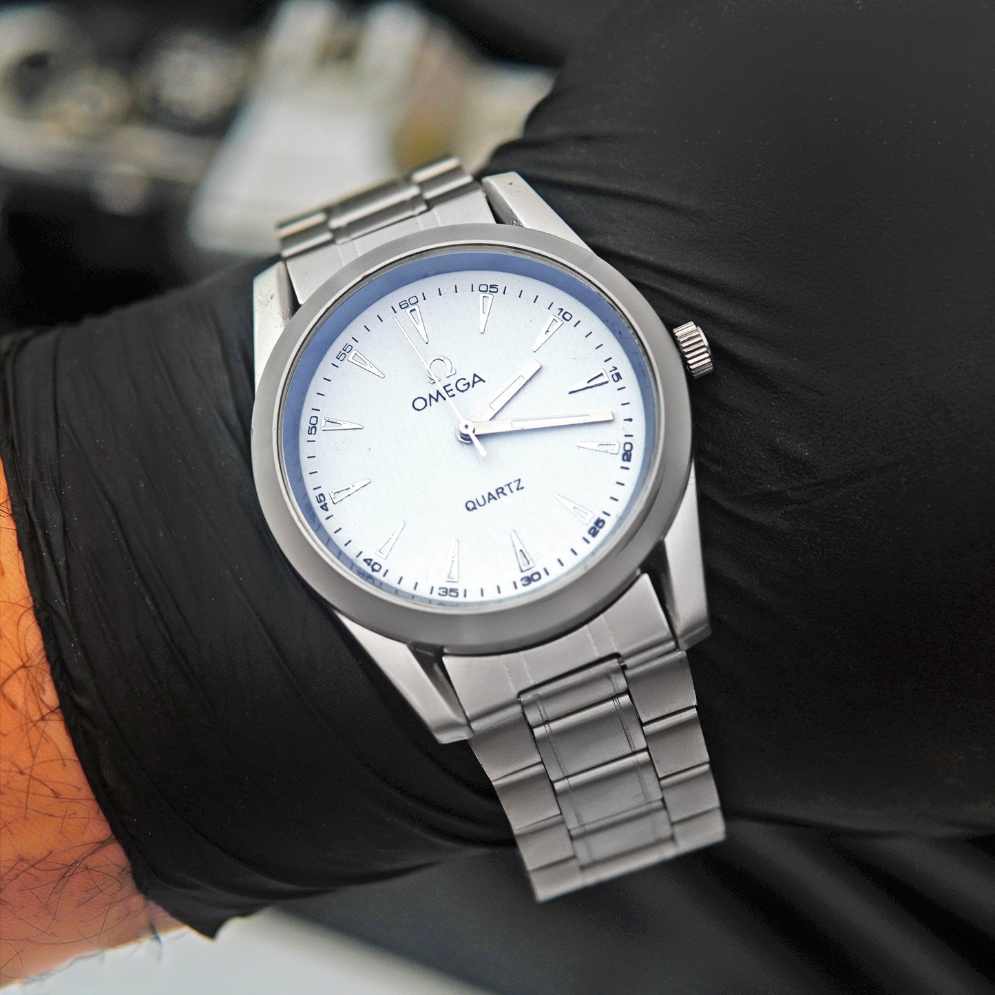 OMEGA New launched silver chain watch for men , Round chain steel watch for men