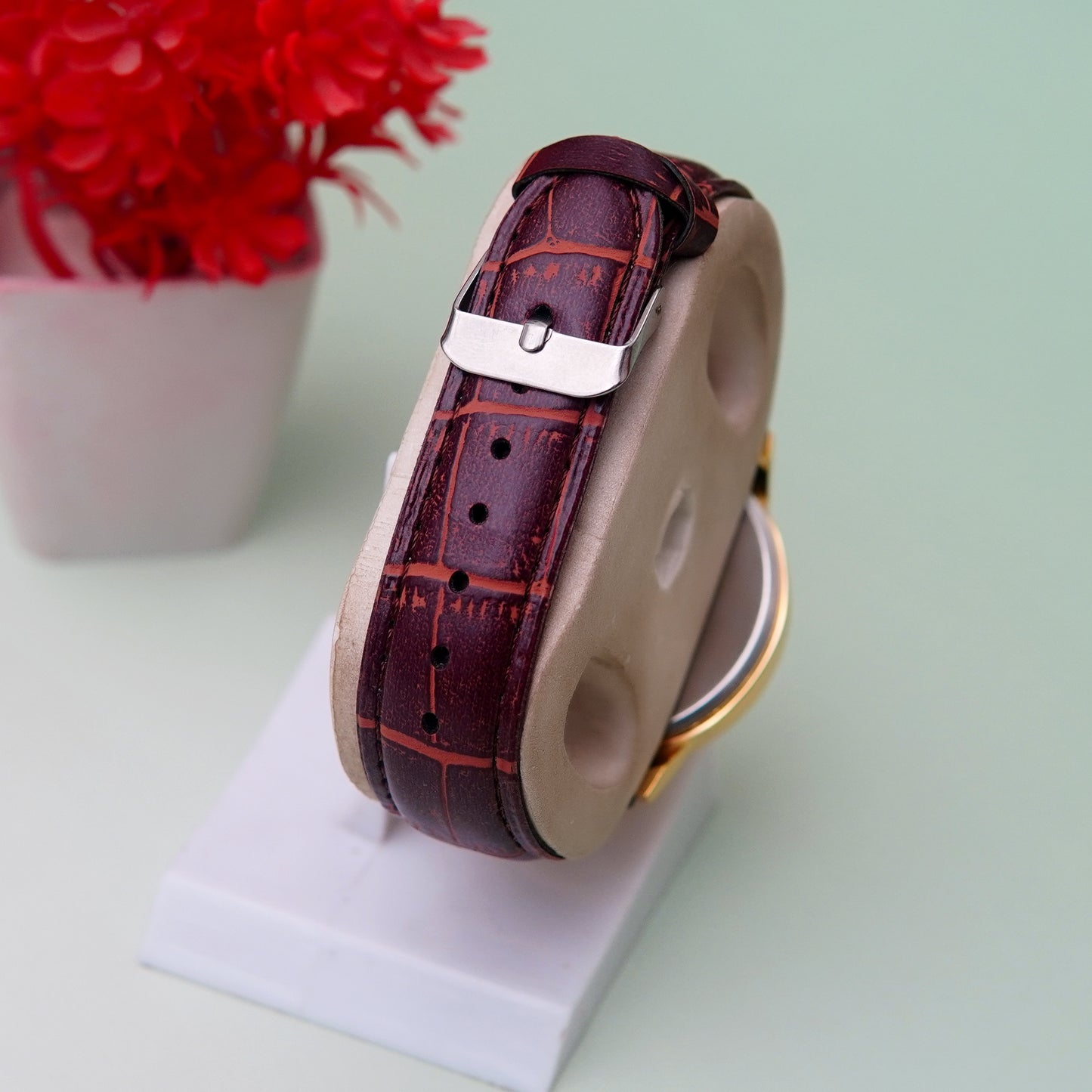 Brown Leather Tomi Watch With Box for Men