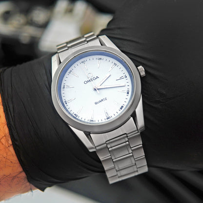 OMEGA New launched silver chain watch for men , Round chain steel watch for men