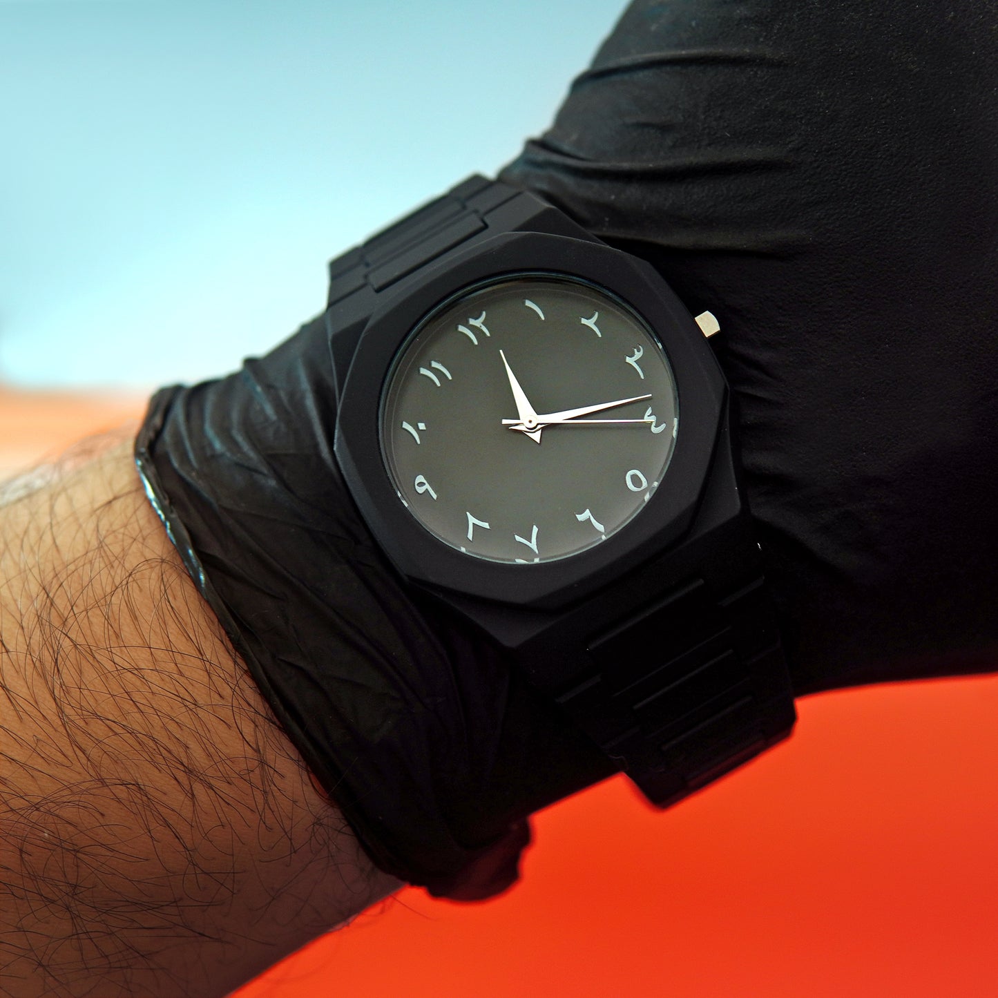 Black Aura watch 2025 New Arabic Aura Watch Black Modern Creative Design Waterproof Fiber Chain Quartz Movement